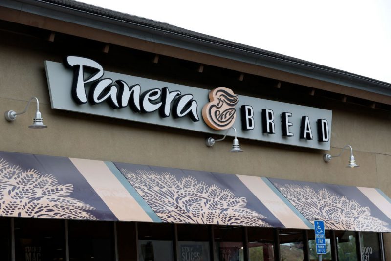 SAN RAFAEL, CALIFORNIA - NOVEMBER 09: A sign is posted on the exterior of a Panera Bread restaurant on November 09, 2021 in San Rafael, California. After going private in 2017 when JAB Holding bought the company for $7.5 billion, Panera Bread will go public once again through an initial public offering. (Photo by Justin Sullivan/Getty Images)