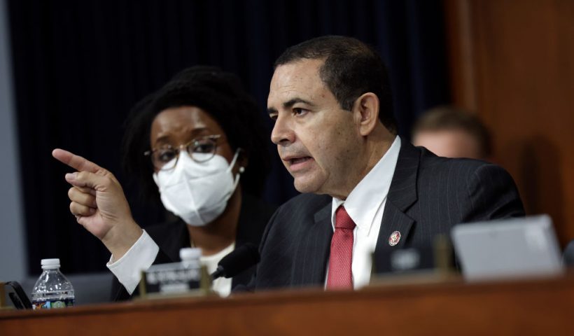 WASHINGTON, DC - APRIL 27: U.S. Rep. Henry Cuellar (D-TX) questions U.S. Homeland Security Secretary Alejandro Mayorkas as he testifies before a House Appropriations Subcommittee on April 27, 2022 in Washington, DC. Mayorkas testified on the fiscal year 2023 budget request for the Department of Homeland Security. (Photo by Kevin Dietsch/Getty Images)