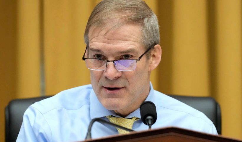 WASHINGTON, DC - FEBRUARY 01: U.S. Rep. Jim Jordan (R-OH), Chairman of the House Judiciary Committee, delivers remarks during a business meeting prior to a hearing on U.S. southern border security on Capitol Hill, February 01, 2023 in Washington, DC. This is the first in a series of hearings called by Republicans to examine the Biden administration’s handling of border security and migration along the U.S.-Mexico border. (Photo by Drew Angerer/Getty Images)