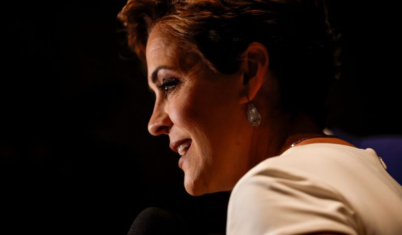 COLUMBUS, GEORGIA - JUNE 10: Former Arizona Republican candidate for Governor Kari Lake speaks to reporters before former U.S. President Donald Trump's remarks at the Georgia state GOP convention at the Columbus Convention and Trade Center on June 10, 2023 in Columbus, Georgia. On Friday, former President Trump was indicted by a federal grand jury on 37 felony counts in Special Counsel Jack Smith’s classified documents probe. (Photo by Anna Moneymaker/Getty Images)