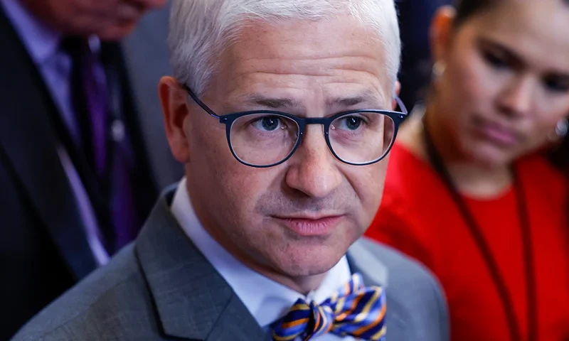 WASHINGTON, DC - SEPTEMBER 20: Rep. Patrick McHenry (R-NC) speaks to reporters in the U.S. Capitol Building on September 20, 2023 in Washington, DC. U.S. Speaker of the House Kevin McCarthy (R-CA) continues to negotiate amongst the different factions of the Republican party to reach an agreement on legislation preventing a lapse in government funding, which would still need to pass in the U.S. Senate. (Photo by Anna Moneymaker/Getty Images)