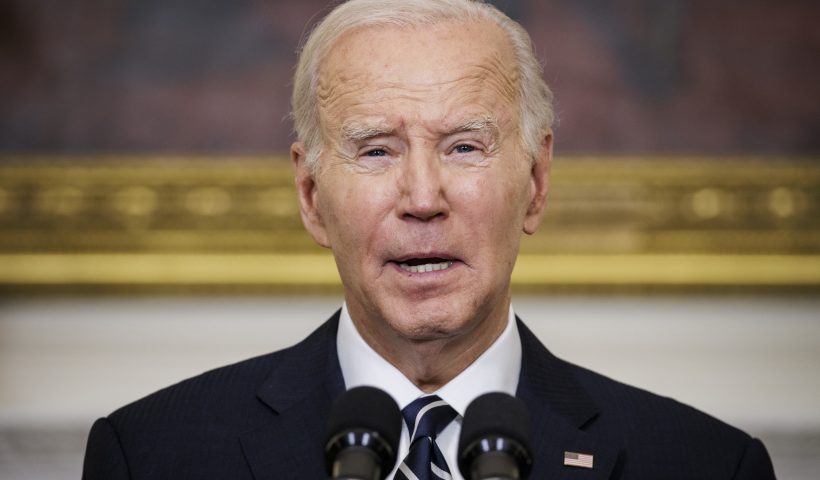 WASHINGTON, DC - OCTOBER 7: President Joe Biden speaks on the terrorist attacks in Israel. (Photo by Samuel Corum/Getty Images)