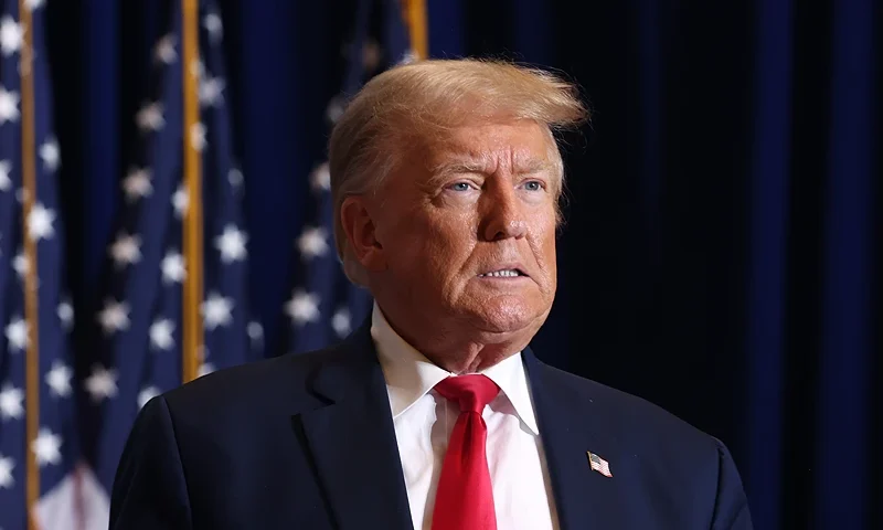 CEDAR RAPIDS, IOWA - OCTOBER 07: Republican presidential candidate former President Donald Trump arrives for a rally on October 07, 2023 in Cedar Rapids, Iowa. The rally is the second of two the former president hosted in Iowa today. (Photo by Scott Olson/Getty Images)