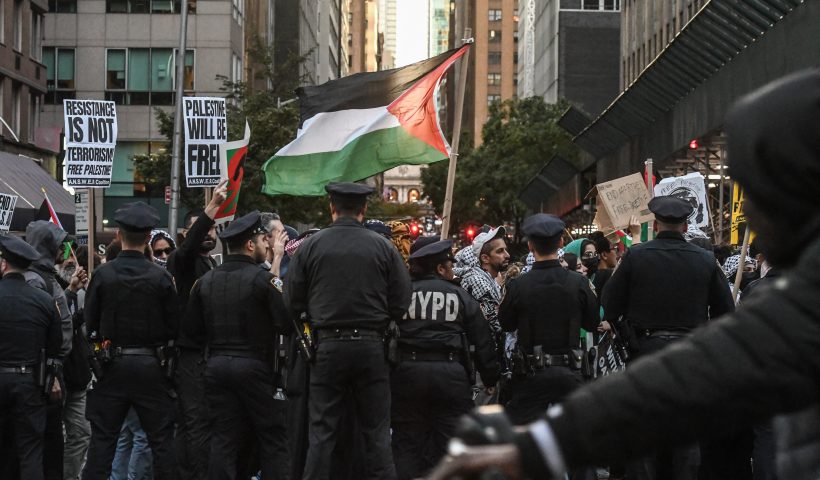 Pro-Palestinian Activists Gather For A Day Of Action NEW YORK, NEW YORK - OCTOBER 13: Pro-Palestinian activists participate in a rally on October 13, 2023 in New York City. Across the country and around the world, people are holding rallies and vigils for both Palestinians and Israelis following the surprise attack by Hamas on October 7. (Photo by Stephanie Keith/Getty Images)