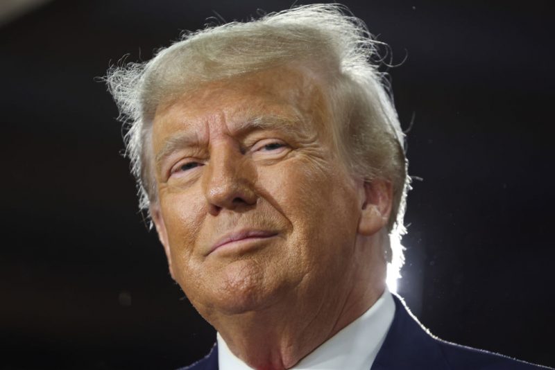ADEL, IOWA - OCTOBER 16: Republican presidential candidate former President Donald Trump arrives for a campaign event at the Dallas County Fairgrounds on October 16, 2023 in Adel, Iowa. Trump is also scheduled to speak at a rally in nearby Clive later in the afternoon. (Photo by Scott Olson/Getty Images)