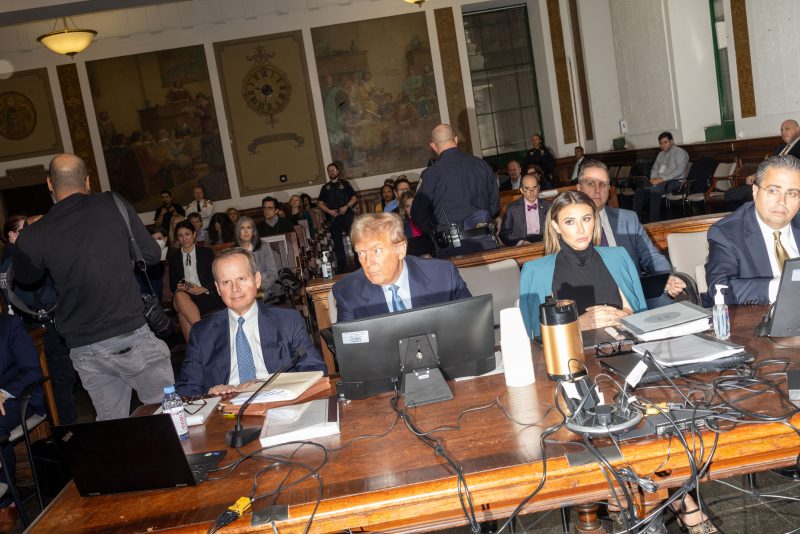 NEW YORK, NEW YORK - OCTOBER 18: Former President Donald Trump sits in the courtroom during his civil fraud trial at New York State Supreme Court on October 18, 2023 in New York City. Former President Trump may be forced to sell off his properties after Justice Arthur Engoron canceled his business certificates after ruling that he committed fraud for years while building his real estate empire after being sued by Attorney General Letitia James, who is seeking $250 million in damages. The trial will determine how much he and his companies will be penalized for the fraud. (Photo by John Taggart-Pool/Getty Images)