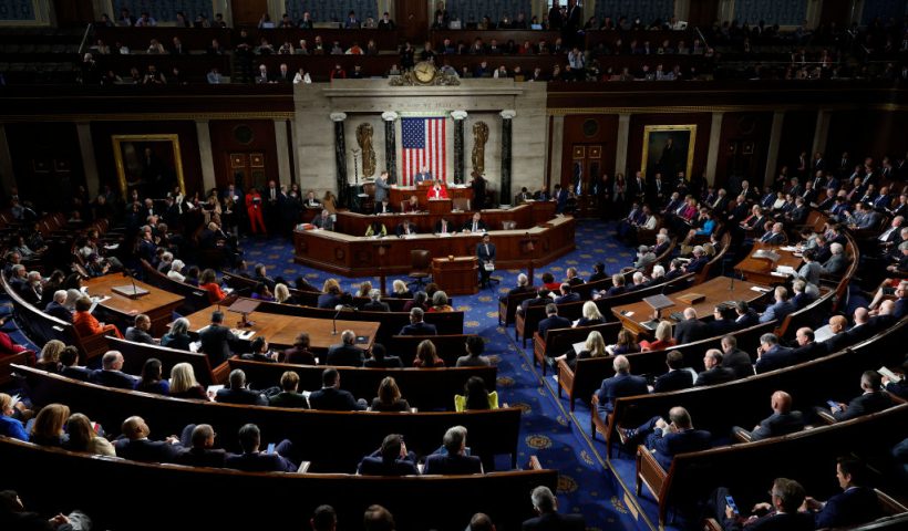WASHINGTON, DC - OCTOBER 18: The House of Representatives holds its second day of a Speaker of the House election at the U.S. Capitol on October 18, 2023 in Washington, DC. House Judiciary Committee Chairman Jim Jordan (R-OH) failed in his bid to become Speaker of the House on Tuesday after all Democrats and 20 members of his own party declined to vote for him. The House has been without an elected leader since Rep. Kevin McCarthy (R-CA) was ousted from the speakership on October 4 in a move led by a small group of conservative members of his own party. (Photo by Chip Somodevilla/Getty Images)