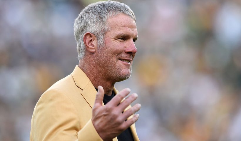 GREEN BAY, WI - OCTOBER 16: Former NFL quarterback Brett Farve is inducted into the Ring of Honor during a halftime ceremony during the game between the Green Bay Packers and the Dallas Cowboys at Lambeau Field on October 16, 2016 in Green Bay, Wisconsin. (Photo by Hannah Foslien/Getty Images)