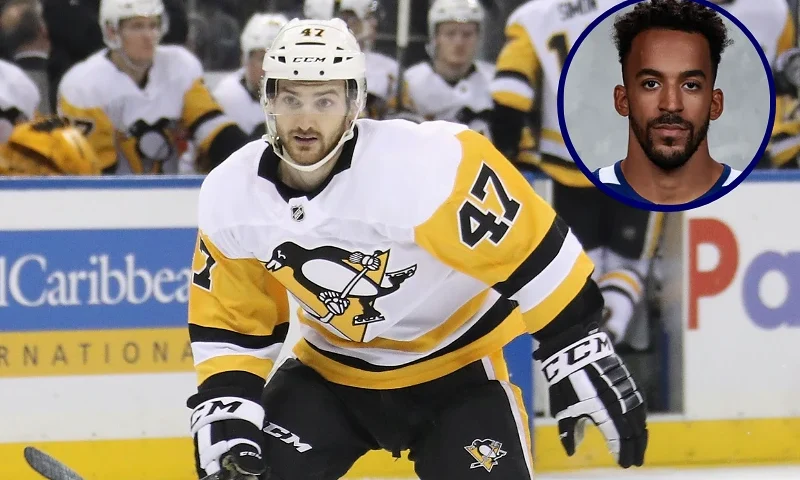 (L)NEW YORK, NEW YORK - MARCH 25: Adam Johnson #47 of the Pittsburgh Penguins skates against the New York Rangers at Madison Square Garden on March 25, 2019 in New York City. The Penguins defeated the Rangers 5-2. (Photo by Bruce Bennett/Getty Images) / (R)VANCOUVER, CANADA - SEPTEMBER 12: Matt Petgrave #74 of the Vancouver Canucks poses for his official headshot for the 2019-2020 season on September 12, 2019 at Rogers Arena in Vancouver, British Columbia, Canada. (Photo by Jeff Vinnick/NHLI via Getty Images)