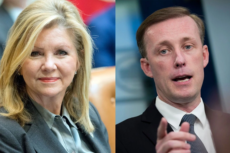 L| President Trump Holds A Listening Session With GOP Members
WASHINGTON, D.C. - FEBRUARY 16: (AFP-OUT) Rep. Marsha Blackburn (R-TN) listens as President Donald Trump participates in a congressional listening session with GOP members in the Roosevelt Room of the White House February 16, 2017 in Washington, DC. (Photo by Ron Sachs-Pool/Getty Images) R| White House Media Briefing Held By Press Secretary Karine Jean-Pierre And National Security Advisor Jake Sullivan
WASHINGTON, DC - JULY 7: White House National Security Advisor Jake Sullivan speaks during the daily press briefing at the White House July 7, 2023 in Washington, DC. Sullivan discussed the U.S. decision to send cluster munitions to Ukraine. (Photo by Drew Angerer/Getty Images)