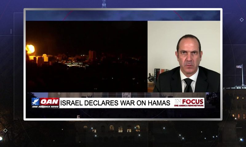Video still from Aaron Cohen's interview with In Focus on One America News Network