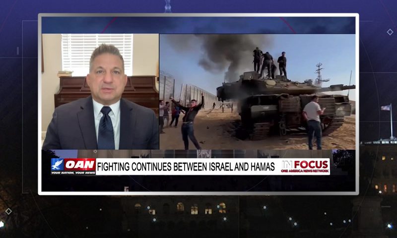 Video still from In Focus on One America News Network during an interview with the guest, John Guandolo.