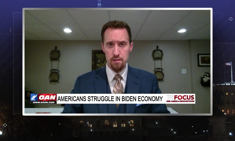 Video still from In Focus on One America News Network during an interview with the guest, EJ Antoni.