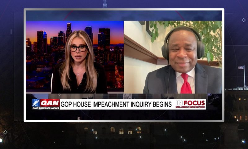 Video still from Simon Ateba's interview with In Focus on One America News Network