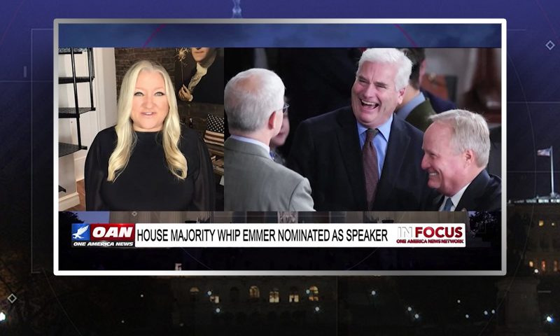 Video still from In Focus on One America News Network during an interview with the guest, Jennifer Kerns.