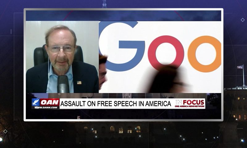 Video still from In Focus on One America News Network during an interview with the guest, Dr. Robert Epstein.