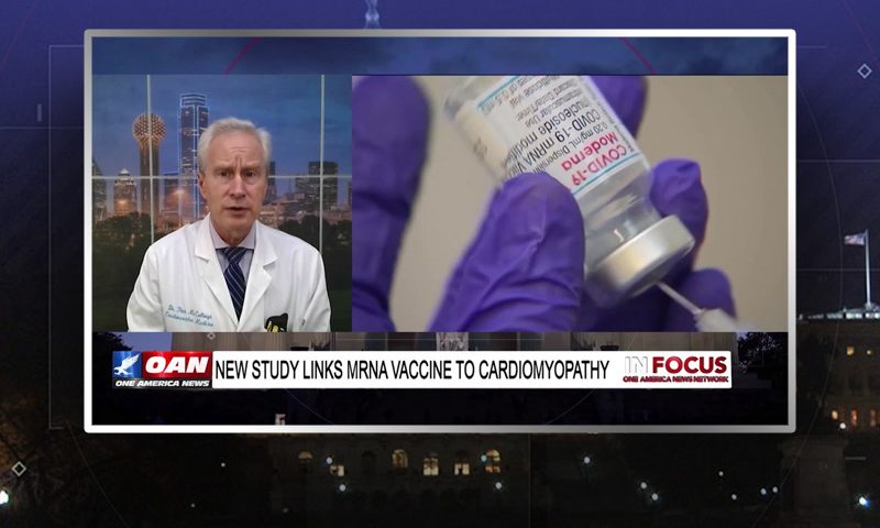 Video still from In Focus on One America News Network during an interview with the guest, Dr. Peter McCullough.