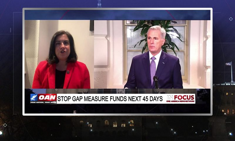 Video still from Rep. Nicole Malliotakis' interview with In Focus on One America News Network