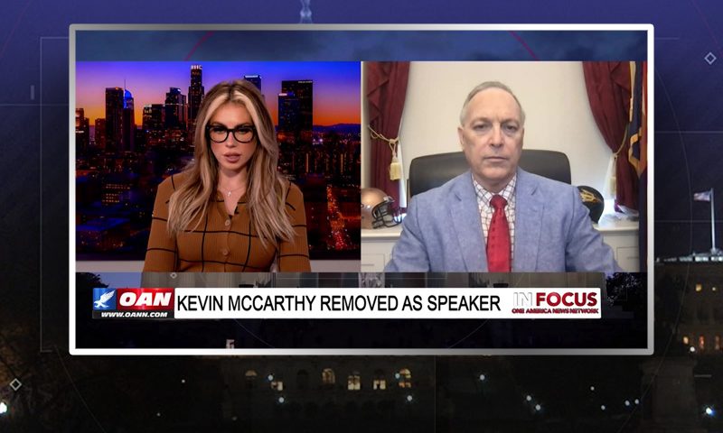 Video still from Rep. Andy Biggs' interview with In Focus on One America News Network