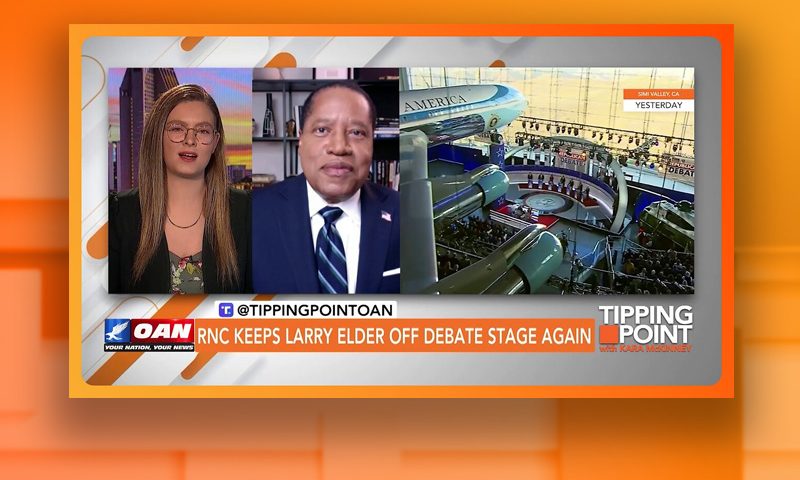 Video still from Larry Elder's interview with Tipping Point on One America News Network