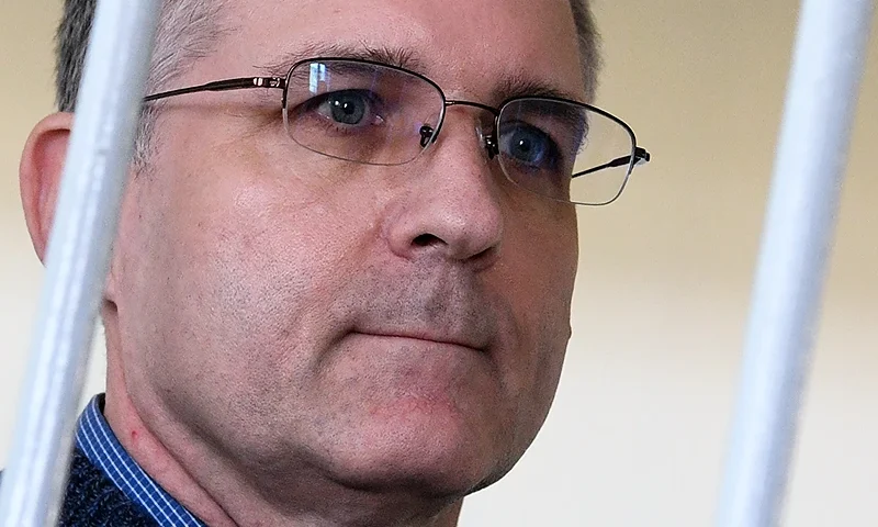 Paul Whelan, a former US Marine accused of spying and arrested in Russia stands inside a defendants' cage during a hearing at a court in Moscow on August 23, 2019. (Photo by Kirill KUDRYAVTSEV / AFP) (Photo credit should read KIRILL KUDRYAVTSEV/AFP via Getty Images)