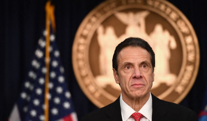New York Governor Andrew Cuomo speaks during a press conference to discuss the first positive case of novel coronavirus or COVID-19 in New York State on March 2, 2020 in New York City. Governor Andrew Cuomo said March 2, 2020 he expects the new coronavirus is spreading in New York, a global hub of commerce and finance, as it deals with its first confirmed case."I've been saying for many days, it's not if but when. We're New York. This is a global situation," he said on CNN.The city's first confirmed coronavirus case was detected in a health care worker, a 39-year-old woman who tested positive after returning from Iran. (Photo by Angela Weiss / AFP) (Photo by ANGELA WEISS/AFP via Getty Images)