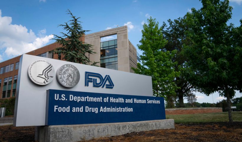 WHITE OAK, MD - JULY 20: A sign for the Food And Drug Administration is seen outside of the headquarters on July 20, 2020 in White Oak, Maryland. (Photo by Sarah Silbiger/Getty Images)