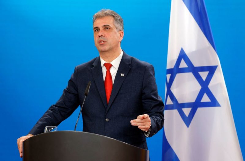 Israeli Foreign Minister Eli Cohen addresses a joint press conference after talks with his German counterpart at the Foreign Office in Berlin, Germany on February 28, 2023. (Photo by Odd ANDERSEN / AFP) (Photo by ODD ANDERSEN/AFP via Getty Images)