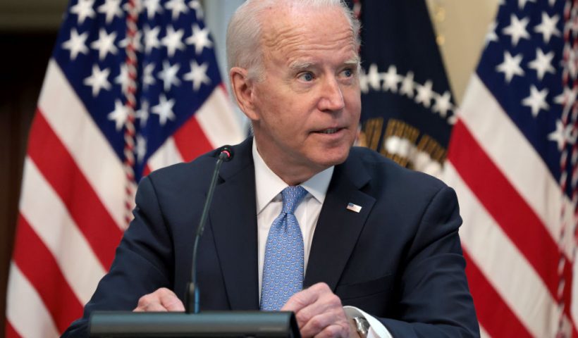 WASHINGTON, DC - SEPTEMBER 15: U.S. President Joe Biden speaks during an event in the Executive Office Building September 15, 2021 in Washington, DC. President Biden delivered his remarks while meeting with business leaders and CEO’s on the administration’s COVID-19 response. (Photo by Win McNamee/Getty Images)