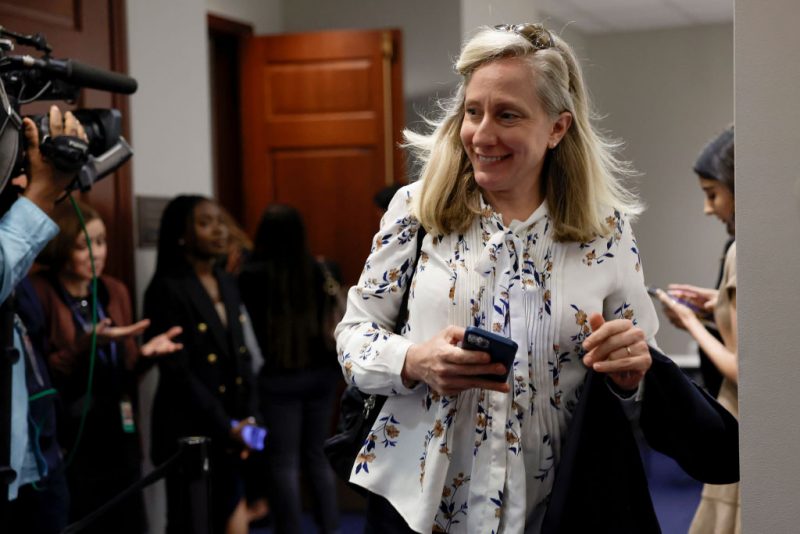 WASHINGTON, DC - MAY 31: Rep. Abigail Spanberger (D-VA) departs from a House Democrat caucus meeting with White House debt negotiators at the U.S. Capitol on May 31, 2023 in Washington, DC. The House is expected to vote on The Fiscal Responsibility Act, legislation negotiated between the White House and House Republicans to raise the debt ceiling until 2025 and avoid a federal default. (Photo by Anna Moneymaker/Getty Images)