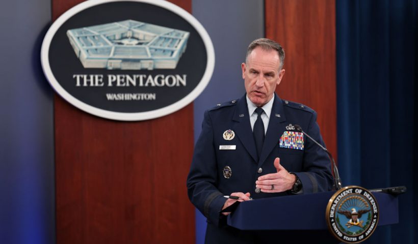 ARLINGTON, VIRGINIA - AUGUST 31: Defense Department spokesman Brig. Gen. Patrick Ryder holds a press conference at the Pentagon on August 31, 2023 in Arlington, Virginia. Ryder spoke on the second anniversary of the military withdraw of Afghanistan and gave an update on the newly established website where U.S. government and military personnel can report UAP and UFO sightings. (Photo by Kevin Dietsch/Getty Images)