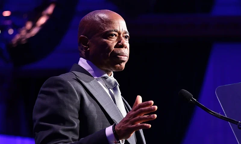 NEW YORK, NEW YORK - OCTOBER 23: Mayor Eric Adams speaks onstage at Angel Ball 2023 hosted by Gabrielle's Angel Foundation at Cipriani Wall Street on October 23, 2023 in New York City. (Photo by Dimitrios Kambouris/Getty Images for Gabrielle's Angel Foundation )