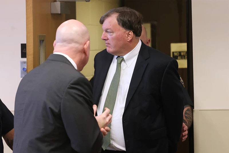 Accused Gilgo Killer Rex Heuermann Attends Court Hearing Ahead Of Trial
RIVERHEAD, NY - NOVEMBER 15: Rex Heuermann, who was arrested for the killing of three sex workers in Gilgo Beach, New York, appears with attorney Michael J. Brown for a hearing at the Arthur M. Cromarty Courthouse on November 15, 2023 in Riverhead, New York. Heuermann is also the prime suspect in a fourth killing. (Photo by James Carbone-Pool/Getty Images)