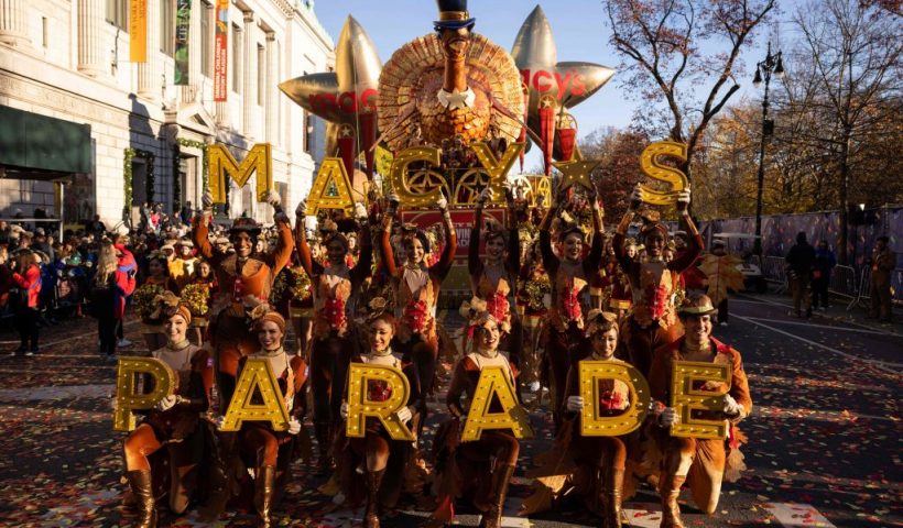 Performers take part in the 97th Annual Macy's Thanksgiving Day Parade in New York on November 23, 2023. (Photo by Yuki IWAMURA / AFP) (Photo by YUKI IWAMURA/AFP via Getty Images)