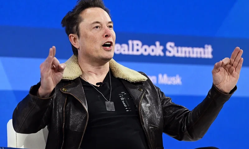 The New York Times Dealbook Summit 2023 NEW YORK, NEW YORK - NOVEMBER 29: Elon Musk speaks onstage during The New York Times Dealbook Summit 2023 at Jazz at Lincoln Center on November 29, 2023 in New York City. (Photo by Slaven Vlasic/Getty Images for The New York Times)
