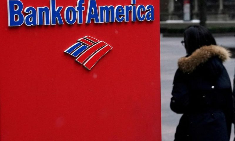 A Bank of America logo is pictured in the Manhattan borough of New York City, New York, U.S., January 30, 2019. REUTERS/Carlo Allegri/File Photo