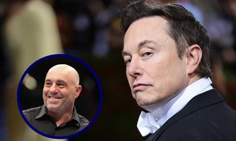 (L)PHOENIX, ARIZONA - MAY 07: Ultimate Fighting Championship color commentator, Joe Rogan during UFC 274 at Footprint Center on May 07, 2022 in Phoenix, Arizona. (Photo by Christian Petersen/Getty Images) (R)NEW YORK, NEW YORK - MAY 02: Elon Musk attends The 2022 Met Gala Celebrating "In America: An Anthology of Fashion" at The Metropolitan Museum of Art on May 02, 2022 in New York City. (Photo by Dimitrios Kambouris/Getty Images for The Met Museum/Vogue)