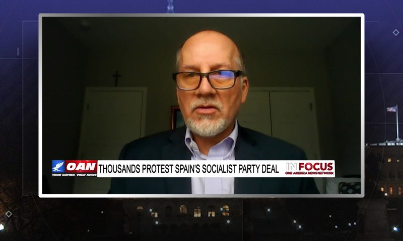 Video still from In Focus on One America News Network during an interview with the guest, Leo Hohmann.