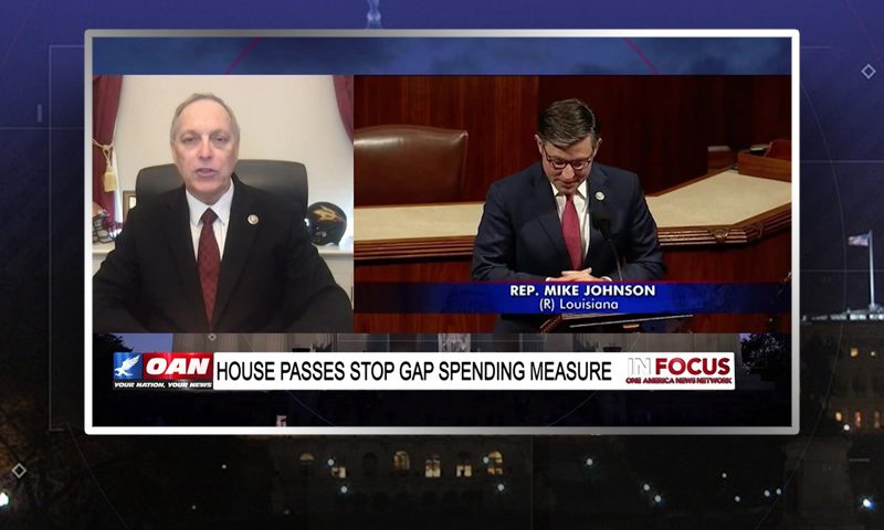 Video still from In Focus on One America News Network during an interview with the guest, Rep. Andy Biggs.