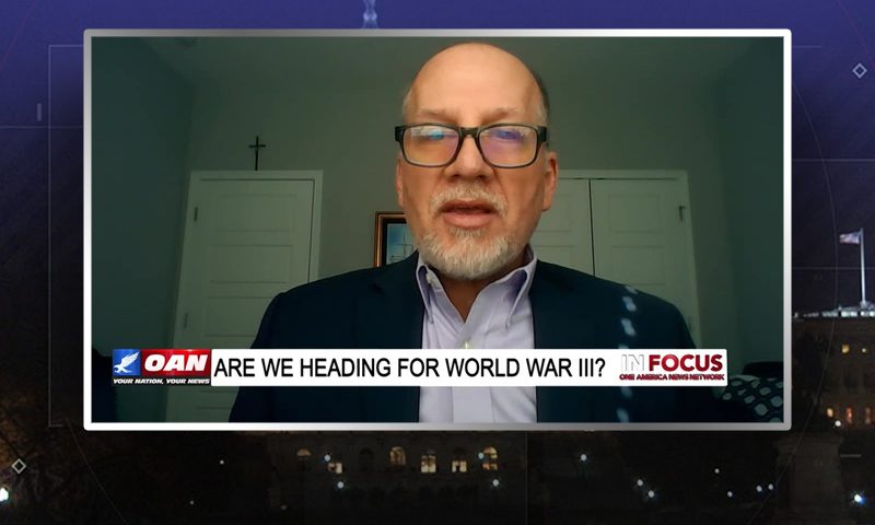 Video still from In Focus on One America News Network during an interview with the guest, Leo Hohmann.