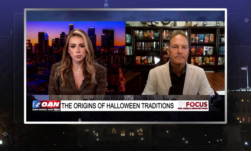 Video still from In Focus on One America News Network showing a split screen of the host on the left side, and on the right side is the guest, Pastor Billy Crone.