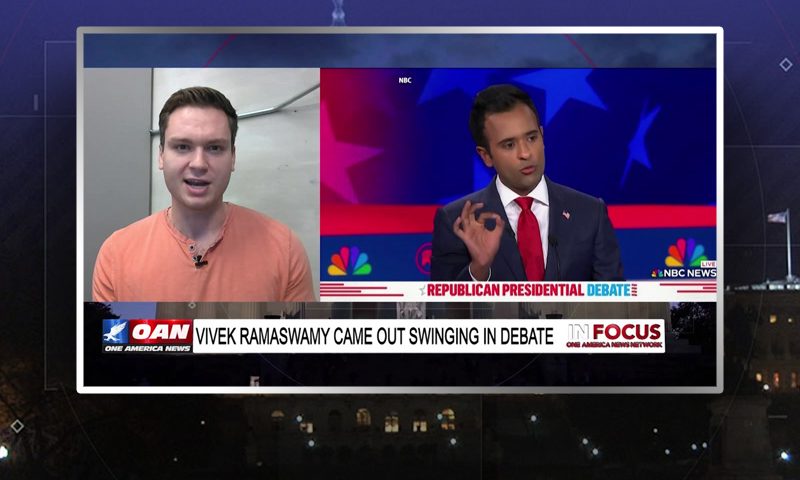 Video still from In Focus on One America News Network during an interview with the guest, Luke Ball.