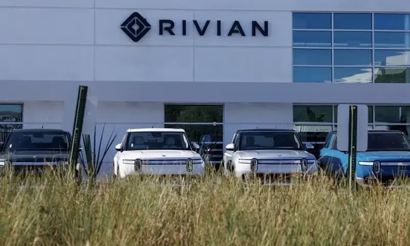A Rivian Automotive Inc facility is pictured in Costa Mesa, California, U.S.,November 1, 2023. REUTERS/Mike Blake/File Photo