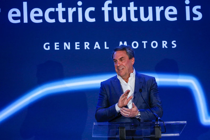 HAMTRAMCK, MI - JANUARY 27: Mark Reuss, President of General Motors, announces that GMs Detroit-Hamtramck Assembly plant will build the all-electric Cruise Origin self-driving shuttle on January 27, 2020 in Hamtramck, Michigan. GM will invest $2.2 billion at the Detroit-Hamtramck plant and 2200 jobs for an all-electric future for electric pickups, SUVs, and autonomous vehicles. (Photo by Bill Pugliano/Getty Images)