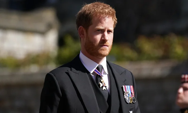 The Funeral Of Prince Philip, Duke Of Edinburgh Is Held In Windsor WINDSOR, ENGLAND - APRIL 17: Prince Harry arrives for the funeral of Prince Philip, Duke of Edinburgh at St George's Chapel at Windsor Castle on April 17, 2021 in Windsor, England. Prince Philip of Greece and Denmark was born 10 June 1921, in Greece. He served in the British Royal Navy and fought in WWII. He married the then Princess Elizabeth on 20 November 1947 and was created Duke of Edinburgh, Earl of Merioneth, and Baron Greenwich by King VI. He served as Prince Consort to Queen Elizabeth II until his death on April 9 2021, months short of his 100th birthday. His funeral takes place today at Windsor Castle with only 30 guests invited due to Coronavirus pandemic restrictions. (Photo by Victoria Jones - WPA Pool/Getty Images)