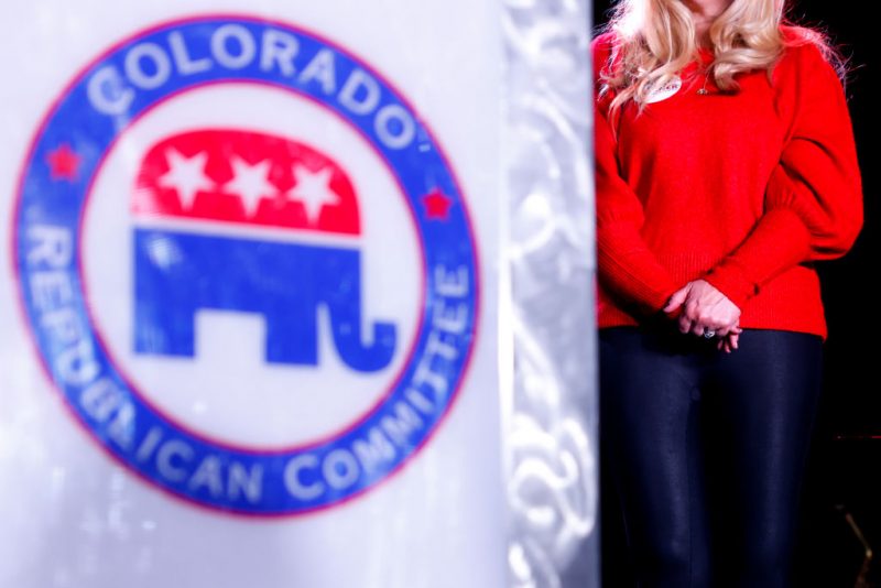 DENVER, CO - NOVEMBER 08: Family members of Republican candidate for Colorado Attorney General John Kellner listen as he delivers his concession speech at the Colorado Republican Committees election night watch party on November 8, 2022 in Denver, Colorado. Kellner lost his election to incumbent democratic Colorado Attorney General Phil Weiser. (Photo by Michael Ciaglo/Getty Images)