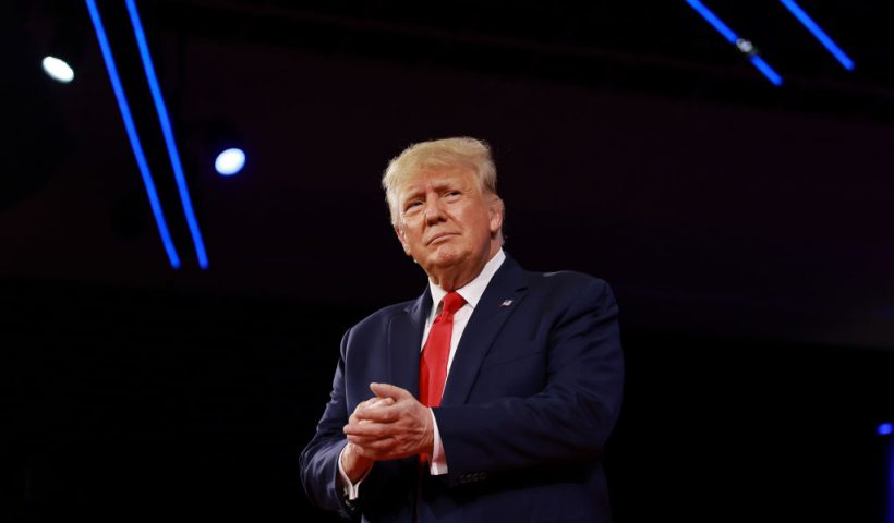 ORLANDO, FLORIDA - FEBRUARY 26: Former U.S. President Donald Trump speaks during the Conservative Political Action Conference (CPAC) at The Rosen Shingle Creek on February 26, 2022 in Orlando, Florida. CPAC, which began in 1974, is an annual political conference attended by conservative activists and elected officials. (Photo by Joe Raedle/Getty Images)
