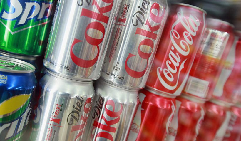 CHICAGO, IL - APRIL 17: Cans of Sprite, Diet Coke and Coca-Cola are offered for sale at a grocery store on April 17, 2012 in Chicago, Illinois. The Coca-Cola Co. reported an 8 percent increase in net income for the first quarter of 2012 with global volume growth of 5%. (Photo by Scott Olson/Getty Images)