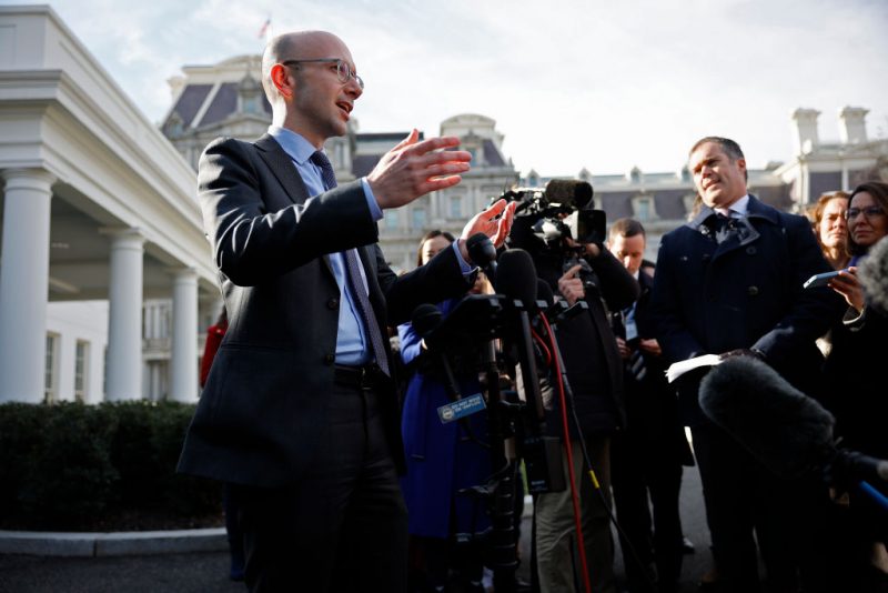 WASHINGTON, DC - FEBRUARY 01: Special Assistant To The President And Spokesperson For The White House Counsel's Office Ian Sams talks to reporters outside the West Wing of the White House on February 01, 2023 in Washington, DC. The Federal Bureau of Investigation searched President Joe Biden's Delaware beach home earlier in the day and reported that it did not find any classified documents. (Photo by Chip Somodevilla/Getty Images)