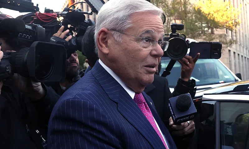 NEW YORK, NEW YORK - OCTOBER 23: Senator Bob Menendez, (D-N.J.), departs a New York City court after pleading not guilty to new charges on October 23, 2023 in New York City. Menendez was arraigned on new charges alleging that he, along with his wife, accepted bribes from the Egyptian government and conspired to act as a foreign agent while serving as a member of Congress. (Photo by Spencer Platt/Getty Images)